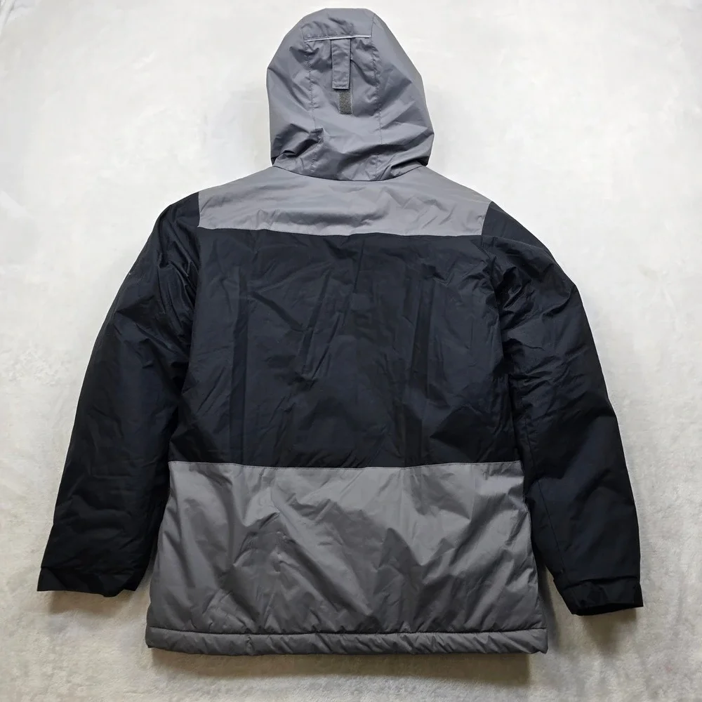 Columbia Hooded‎ Winter Jacket Kids Large 14 16 Black Grey Full Zip Insulated